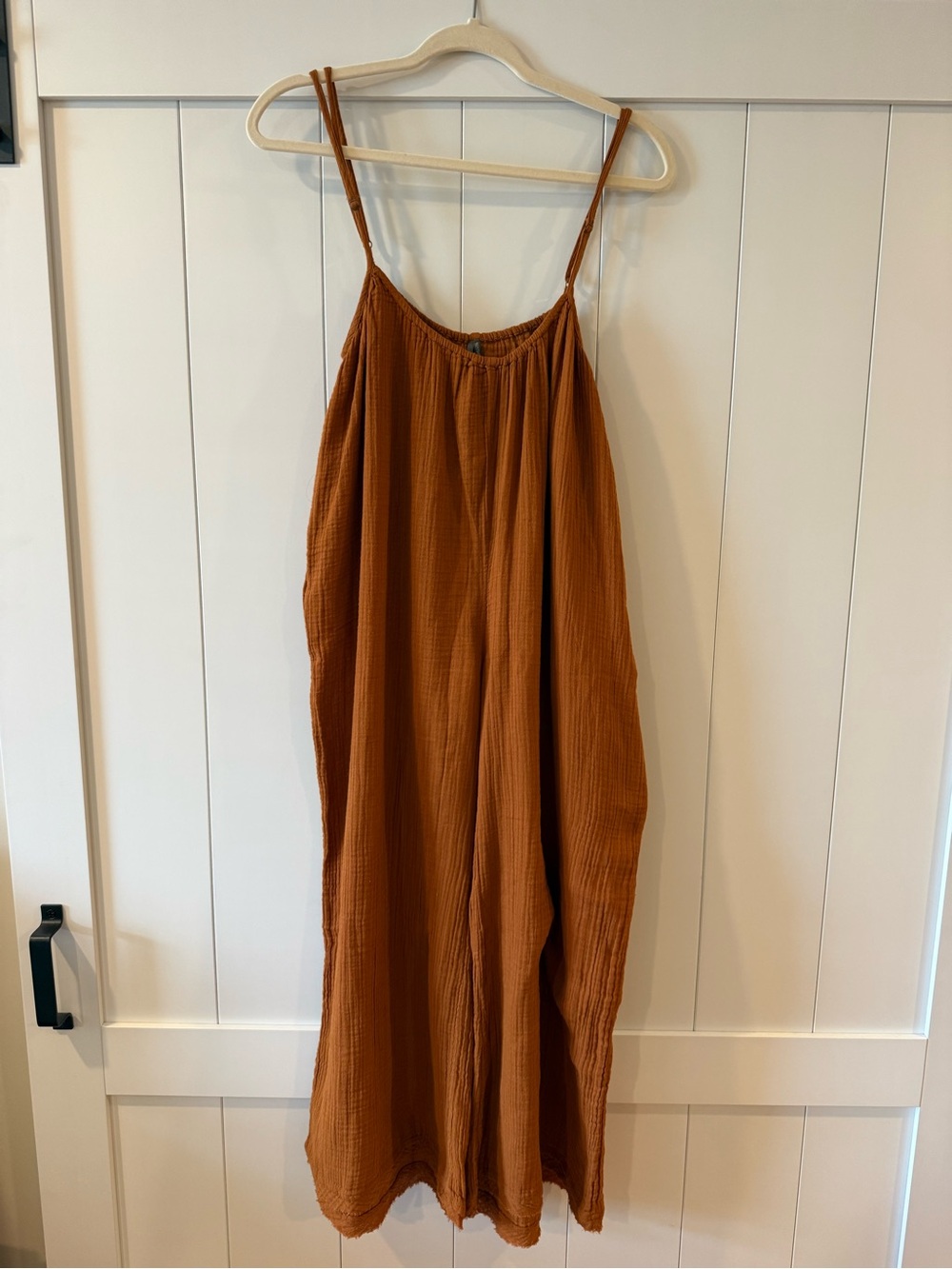 Anthropologie Rust Brown Spaghetti-Strap Maxi Dress